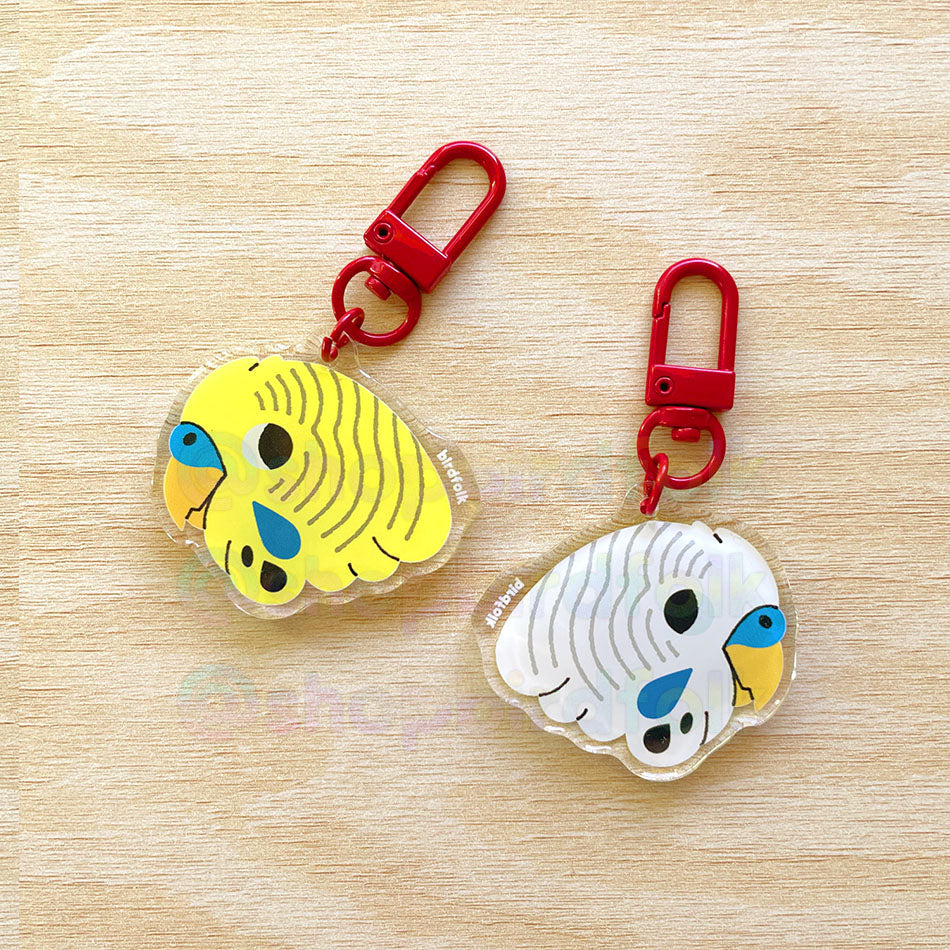 Yellow/White Budgie Keychain