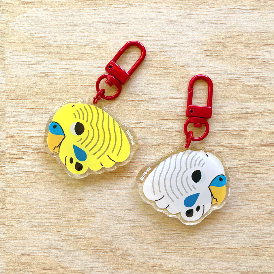 Yellow/White Budgie Keychain