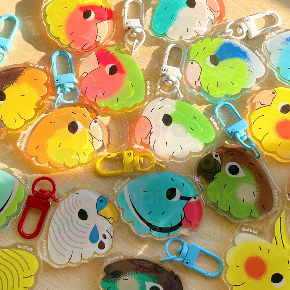 Cinnamon/Lutino Cockatiel Keychain