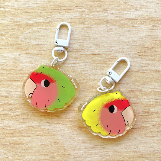 Green/Lutino Peach-faced Lovebird Keychain