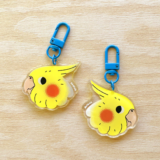 Cinnamon/Lutino Cockatiel Keychain